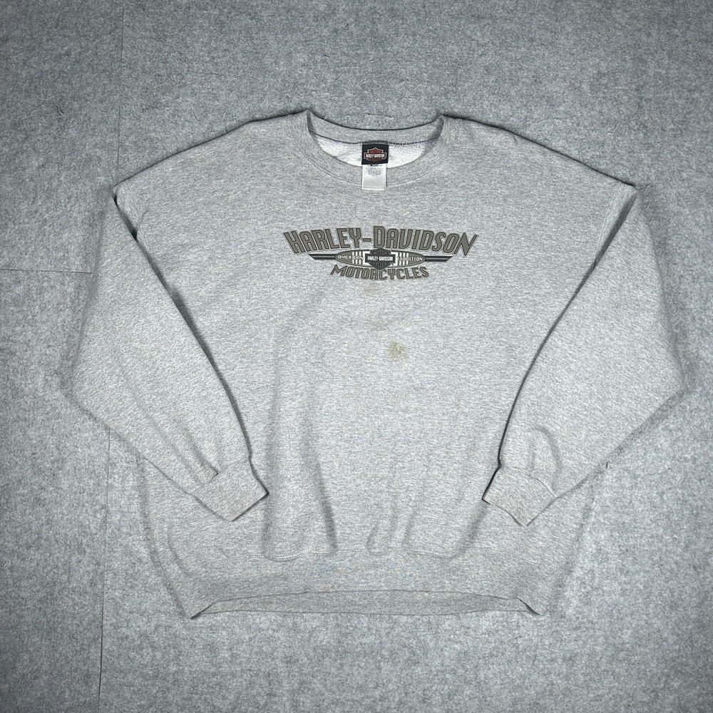 Vintage Harley-Davidson Crewneck Sweatshirt Mens 2XL Grey Heather Y2K Biker